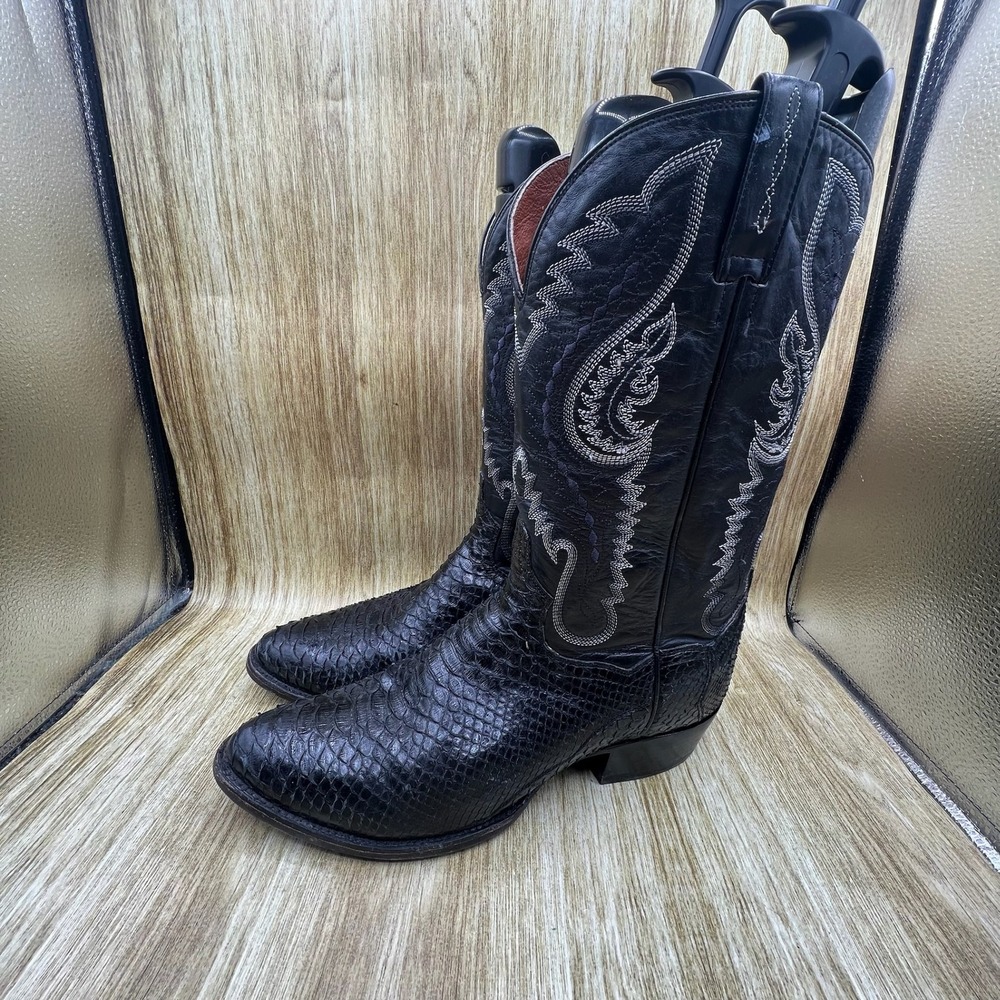 Dan Post Exotic Python Boots Men's Size 11 Ew Bla… - image 3